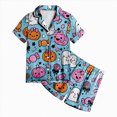 thumbnail image 4 of KPOPLK Halloween Pajamas Sets for Girls 2T-13T Short Sleeve Button Down Shirt and Elastic Waist Shorts Jammies Teen Girl 2 Piece Pjs,Size 6-7 Years, 4 of 5