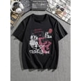 thumbnail image 2 of Camiseta de hombre con estampado de anime de dibujos animados de Rock & Roll, ¡perfecta para atuendos de verano!, 2 of 4