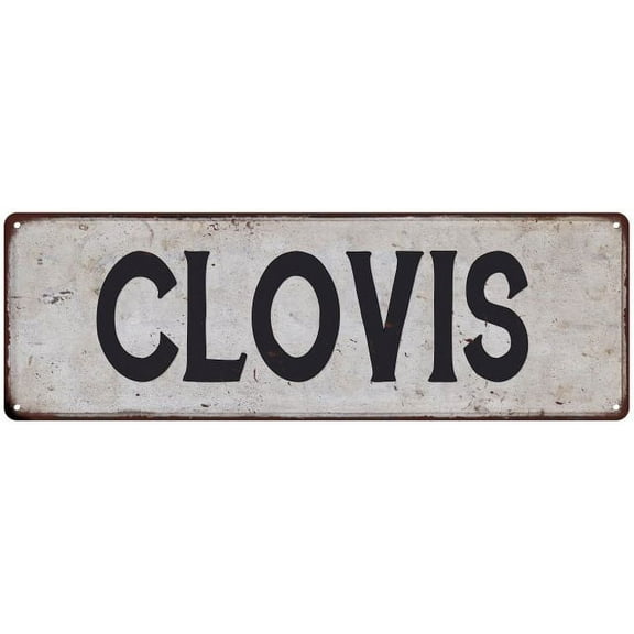 CLOVIS Vintage Look Rustic Metal City State Sign 6 x 18 Matte Finish Metal 106180041045