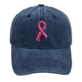 thumbnail image 2 of Vintage Washed Distressed Baseball Cap JIANLAI Pink Ribbon Embroidery Adjustable Low Profile Curved Brim Dad Hat Breast Cancer Awareness Gift Casual Outdoor Headwear, 2 of 5