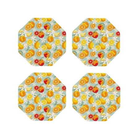 

Leather Coasters with Heat-resistant for Drinks Cute Orange Lemon Flower -标题2 Octagon