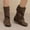 Coffee, variant on Womens Mid Calf Boots, Fashion Buckle Square Toe Hidden Heel Flodover Slouch Boots Green