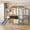 Gray + Solid Wood+MDF + Twin, variant on Twin Size Loft Bed with Ladder and Slide, House Bed with Blackboard and Light Strip on the Roof, White