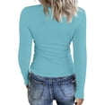 thumbnail image 4 of ASDFVBKG Womens Long Sleeve Crew Neck Slim Fit Shirts Casual Basic Shirts Ribbed Knit Fitted Going Out Layering Tee Underscrub Casual Outfits Green S, 4 of 5