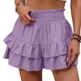 thumbnail image 2 of Women's Boho Skorts Flowy Elastic High Waist Ruffle Tiered Skirt Skirts Summer Lounge Shorts, 2 of 5