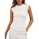 thumbnail image 1 of Remera PRETTYGARDEN de punto acanalado, manga corta ajustada, color blanco roto, talla XXL, 1 of 9