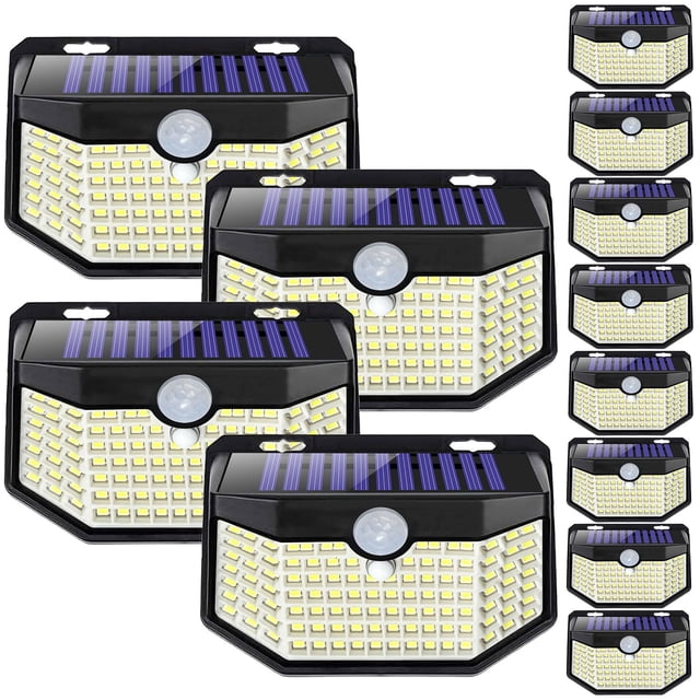 Luces solares de pared para exterior HMCITY de 120 LED con sensor de movimiento IP65