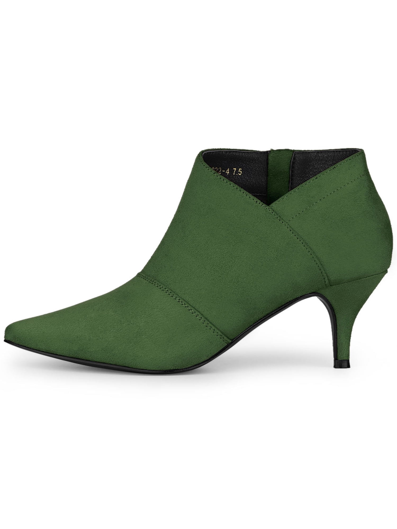 green kitten heel boots