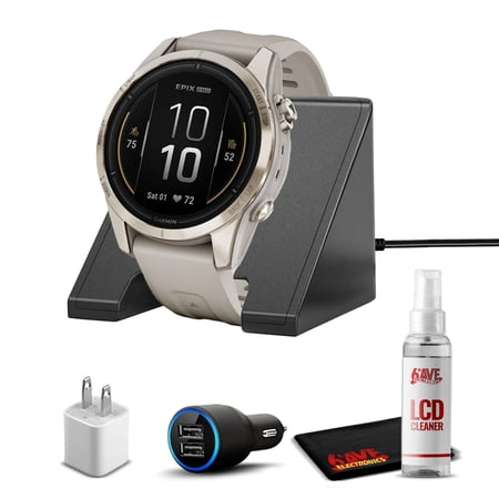 Garmin Epix Pro (Gen 2), 42mm, Sapphire, Soft Gold Steel, Light Sand with Accessories