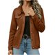 thumbnail image 2 of AUNVITO Women's Suede Leather Jacket Notched Lapel Short Waistcoat Casual Chic Style, 2 of 9