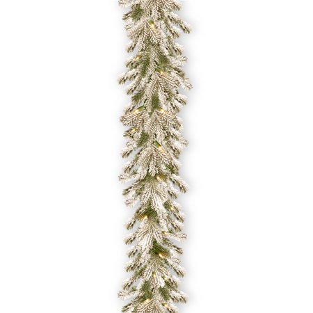 National Tree Company 9' Feel Real Snowy Sheffield Spruce Garland With 70 Clear Lights