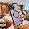 thumbnail image 3 of for iPhone 12 Pro Max Case Glitter, Clear Magnetic Cases with Luxury Love Heart Pattern [Compatible with MagSafe] Bling Sparkle Plating Soft TPU Slim Shockproof Gradient Cover Women Girls,Darkpurple, 3 of 11