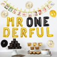 thumbnail image 2 of Mr Onederful Birthday Decorations Black Gold with Mr Wnederful Balloons Monthly Photo Banner Cake Topper for Little Men 1st Birthday Baby Shower Party Supplies, 2 of 5