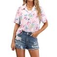 thumbnail image 5 of NFTOEIULA Women Hawaiian Floral Print Oversized Short Sleeve Shirt T-shirt, 5 of 9