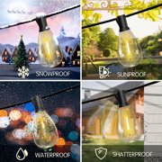 DAYBETTER 100FT Solar Outdoor String Lights, Hanging Patio Lights with 24 Shatterproof S14 Bulbs, Waterproof, for Porch, Patio, Holiday