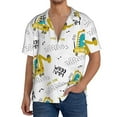 thumbnail image 3 of Daiia Dinosaur on Excavator Men's Linen Shirts Short Sleeve Casual Shirts Button Down Shirt for Men Beach Summer Wedding Shirt-4X-Large, 3 of 7