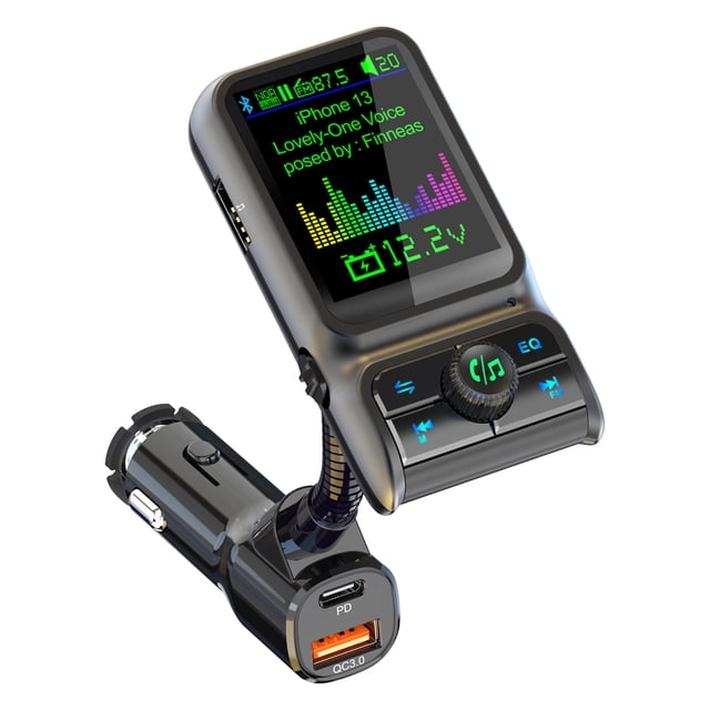 Sidaley Transmisor de reproductor FM para coche QC3.0, pantalla de receptor de Radio USB, modulador de cargador de MP3 compatible con Paneles de instrumentos para automóviles