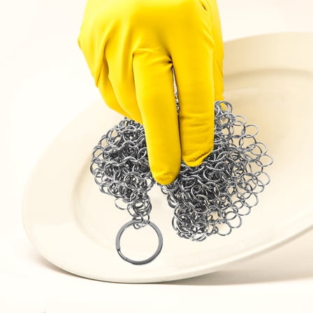 IDEANATEGRATE Stainless Steel Scrubbers Set of 1 Round Heavy Duty Pot and Pan Cleaner 4.91x4.91x0.04 Inches