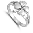 thumbnail image 4 of Sterling Silver Women's Lucky 4 Leaf Clover Ring 925 Band White CZ Jewelry Female Size 10, 4 of 4