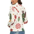 thumbnail image 3 of Christmas Candy Pattern Women's Turtleneck Sweater Long Sleeve Ribbed Fitted Turtle Neck Casual Fall Winter Collection Top L, 3 of 4
