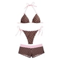 thumbnail image 6 of VNKIDY Womens Polka Dot Triangle Halter Bikini Set With Color Block Boyshort Bottom Bow Detail For Beach Days Pool Parties Summer Vacations Leisure Swimwear, 6 of 6