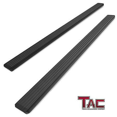 TAC i4 Running Boards Fit 2019 Chevy Silverado 1500 Double Cab / 2019 GMC Sierra 1500 Double Cab Pickup Truck 5” Aluminum Fine Textured Black Side Steps Nerf