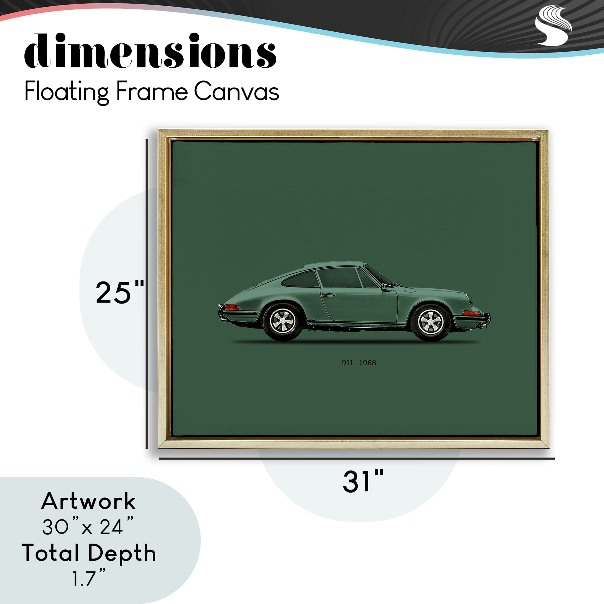 Stupell Industries Green Toned Classic Car Gold Framed Floater Canvas Wall Art, design by Mark Rogan