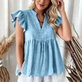 thumbnail image 7 of Msgweeeg Blouse for Women Short Sleeve V Neck Womens Dressy Tops Solid Color Loose Fit Trendy Summer Shirts for Women for Travel and Vacation, 7 of 7