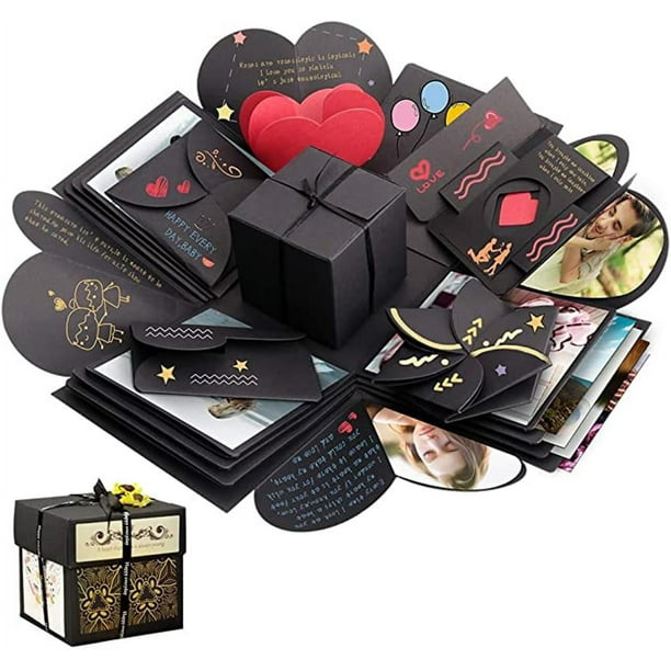 Kit de tarjetas con forma de corazón, caja de regalo sorpresa para recuerdos personalizados, álbum personalizable para ocasiones especiales, incluidos cumpleaños y aniversarios (12 x 12 x 12 cm