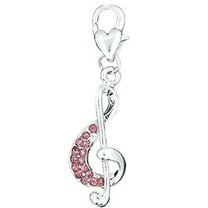 Pink Music Note Charm for European Jewelry w/ Lobster Clasp