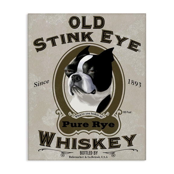 Stupell Industries Art Deco Old Stink Eye Whiskey Vintage Pet Dog Advertisement Canvas Art, 16 x 20, by Brian Rubenacker