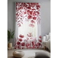thumbnail image 2 of Sheer Curtains 96 Inches Long, Red Eucalyptus Leaves Semi Sheer Curtains Light Filtering Window Treatment, Spring Summer Botanical Privacy Voile Drapes for Living Room Bedroom 52x96 Inch, 2 of 7