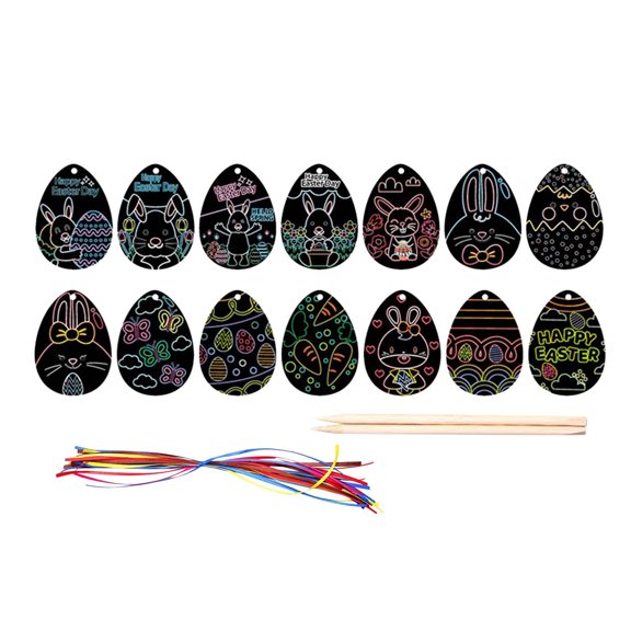 VerPetridure Easter Scratch Paper Arts and Crafts for Kids 30 Pcs Scratch Art Set Supplies