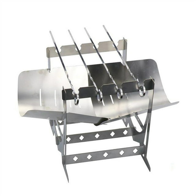 Sonducket Estufa de combustión de acero inoxidable BBQ Grill a prueba de viento Picnic Fire Grilling Rack Equipo Accesorios Estufas de camping