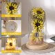 thumbnail image 3 of Girasoles artificiales en cúpula de cristal con tira LED para mujer, 3 of 9