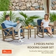 thumbnail image 6 of NATURAL EXPRESSIONS Sunbrella Rocking Bistro Set, 3 Piece Outdoor Patio Conversation Furniture Set with 6.5'' Thick Cushions Wood Grain Finish Frame for Backyard,Porch,Poolside, 6 of 7
