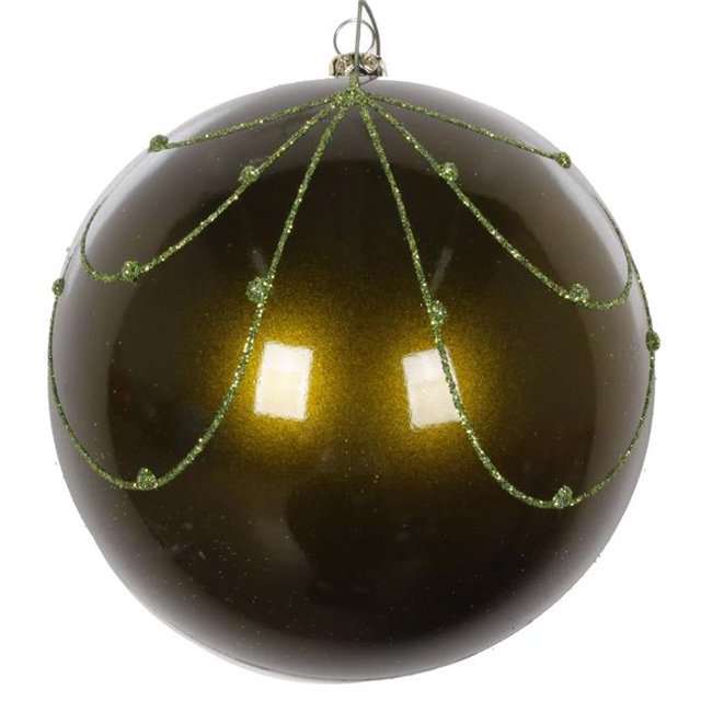 Vickerman MT194614D Rideau Ornemental Pailleté Bonbon Olive 4.75 Po - 4 par Sac
