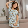 thumbnail image 3 of Honeii Cute Rabbit Hold Carrot Print Women's Loose Short Sleeve Nightgown, Soft Cotton Sleepwear, Comfy Loose Fit Pajama Dress for Sleep and Lounge, 3 of 6