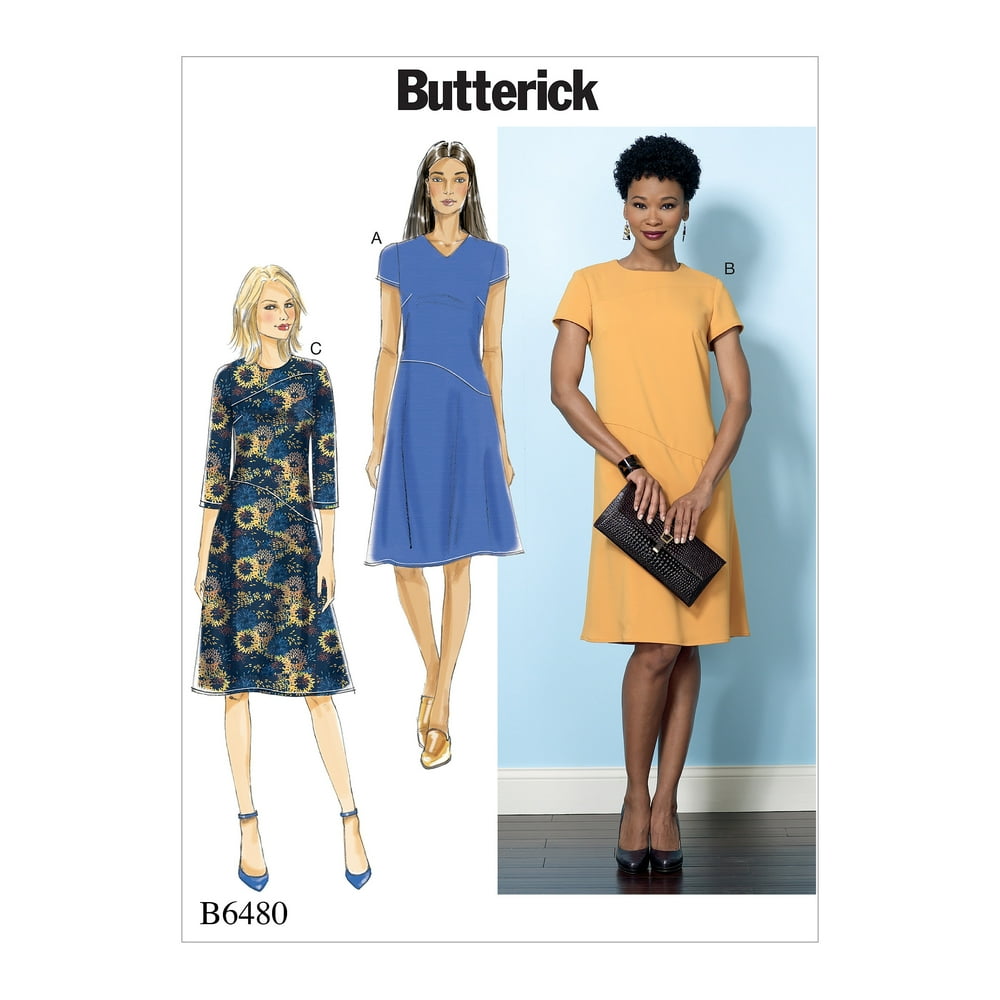 Butterick Pattern Misses' Fitted Dresses with Hip Detail, Neck and