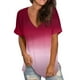 thumbnail image 1 of Fiudx Camisas de Mujer Blusa con Estampado Degradado a La Moda para Mujer, Camisetas Holgadas de Manga Corta con Cuello En V, 1 of 7