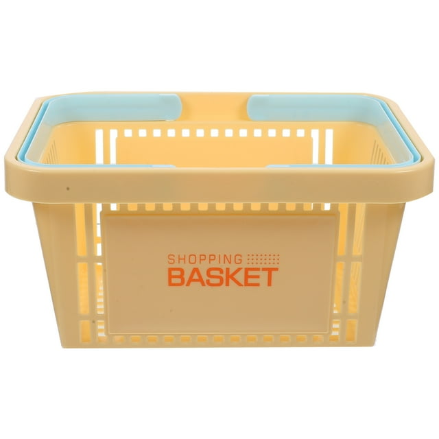 BEADCEST Handheld Grocery Basket Yellow PP Multi-function Storage Supermarket Use 1Pack