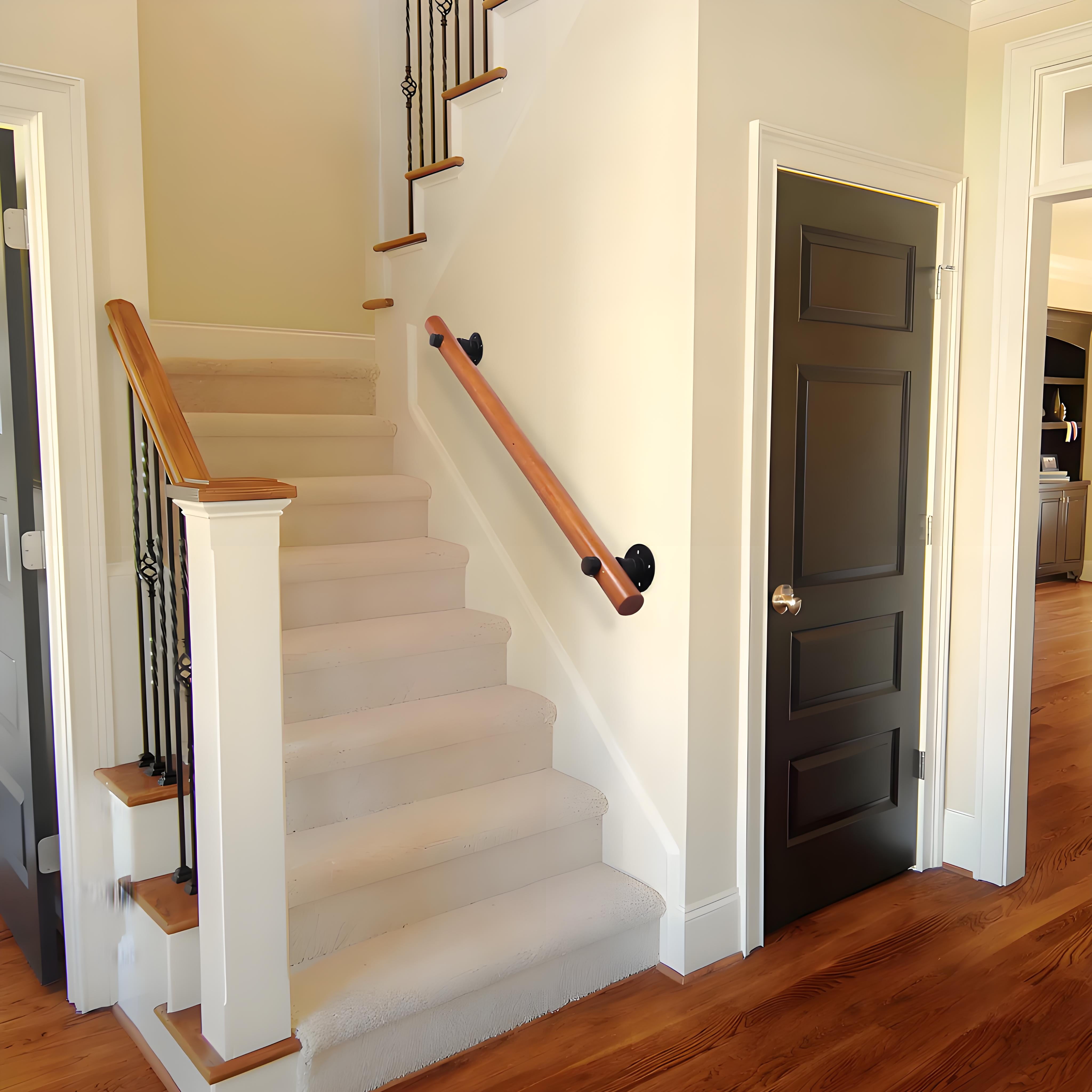 Petoto  Exquisite Solid Wood Staircase Handrail, 3.3ft Non-Slip Indoor Stair Railing for Home
