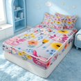 thumbnail image 3 of Erosebridal Cartoon Axolotl Zipper Twin Comforter Sets with Fitted Sheet and 2 Pillowcases, Kawaii Flower Zipper Bedding Set, Xmas Reversible, Soft Lilac, Xmas Reversible, 3 of 7
