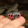 thumbnail image 2 of PAURO Men's Stainless Steel Vintage Gothic Owl Ring Statement Hip Hop Jewelry Silver Red Size 11, 2 of 4