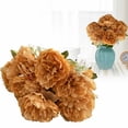 thumbnail image 2 of Garloy Artificial Peony Silk Flower with Stems 1Pcs Real Look Vintage Peonies Silk Peonies Flowers Fake Peony Faux Florals Arrangements for Home Wedding Home Decoration Table Centerpieces 1PC Orange, 2 of 9