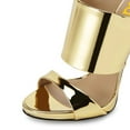 thumbnail image 5 of FSJ Women Open Toe Chain Chunky High Heel Sandals Double Strap Slip on Mules Sexy Prom Evening Dressy Shoes Size 15 Gold, 5 of 5