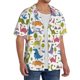 thumbnail image 2 of Balery Cute Dinosaur Camisa Casual de Manga Corta con Botones para Hombre, Texturizada, Estilo Cubano, para Playa, Verano-XX-Large, 2 of 5