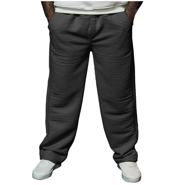 Ceisia Men Casual Sport Solid Color Pants Elastic Waist Drawstring Pocket Gift Trousers