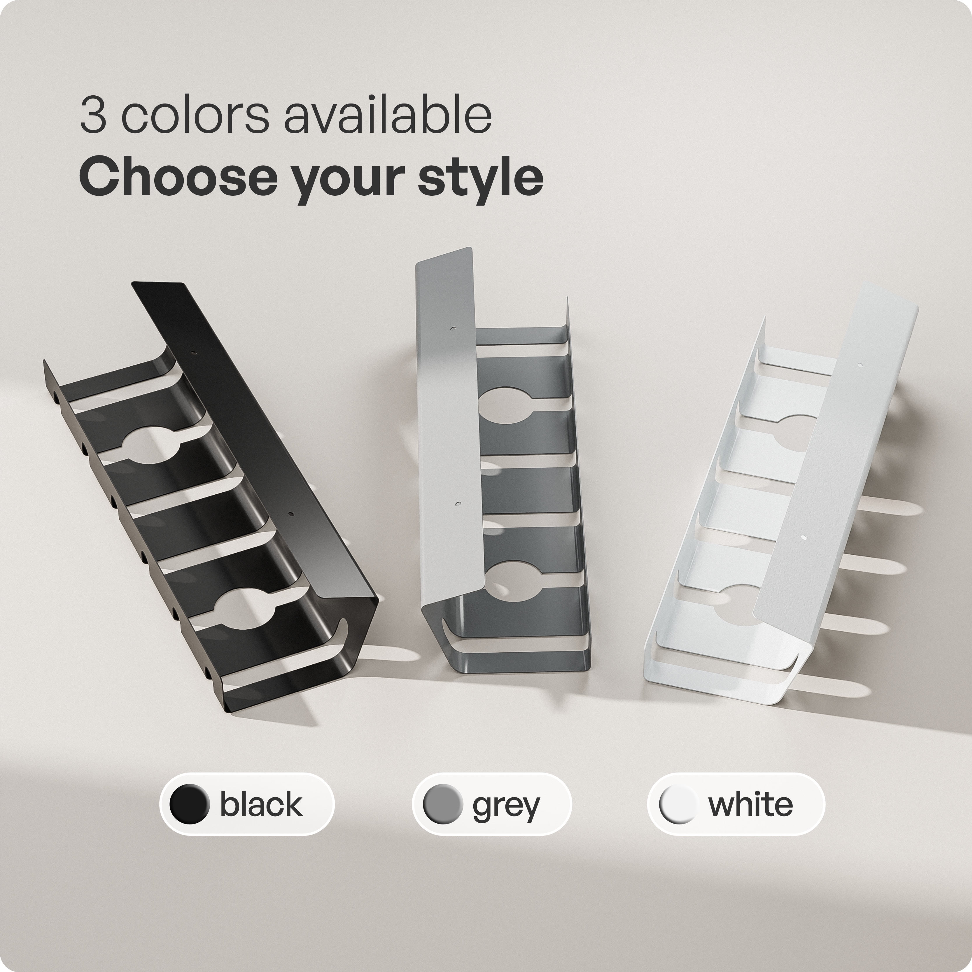 pamo Cable Management Under Desk for Easy mounting Under-Table I Set of 3 - with 10X Cable Ties I Desk Organizer for Office/Home Office Table Thoughtful Cable Tray Holder