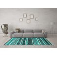 thumbnail image 3 of Ahgly Company Machine Washable Indoor Square Solid Turquoise Blue Modern Area Rugs, 3' Square, 3 of 4